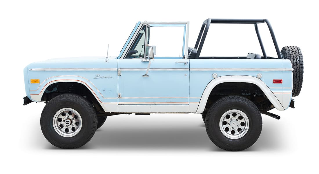 1974 Ford Bronco Ranger in Wind Blue with a 302 v8 ENgine