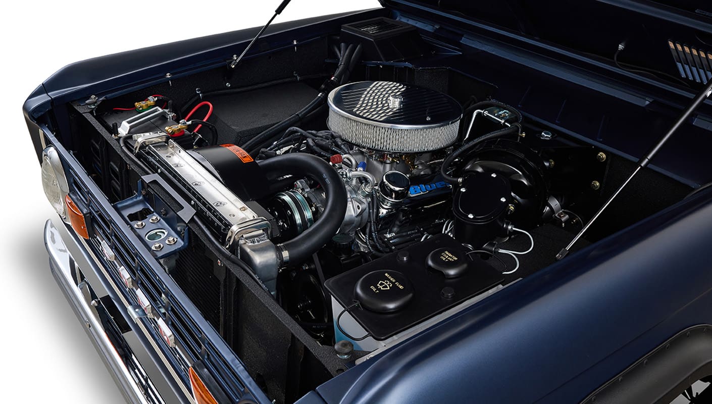 Ford Bronco 1970 Matte Blue 302 Series with Black Soft Top Custom Interior Engine
