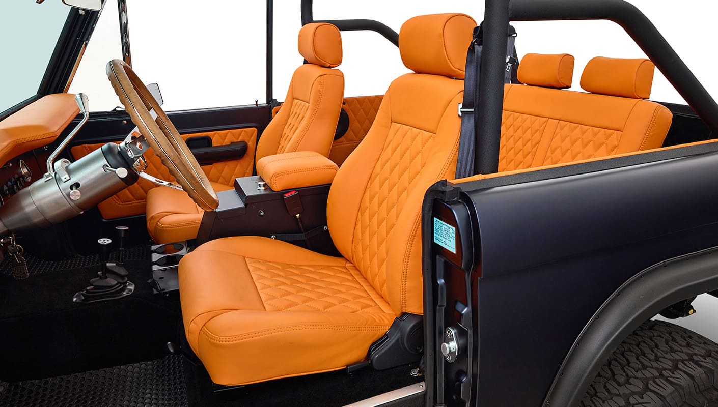 Ford Bronco 1972 Matte Navy Coyote Series with Custom Orange Rolls Royce Interior 5.0L Engine