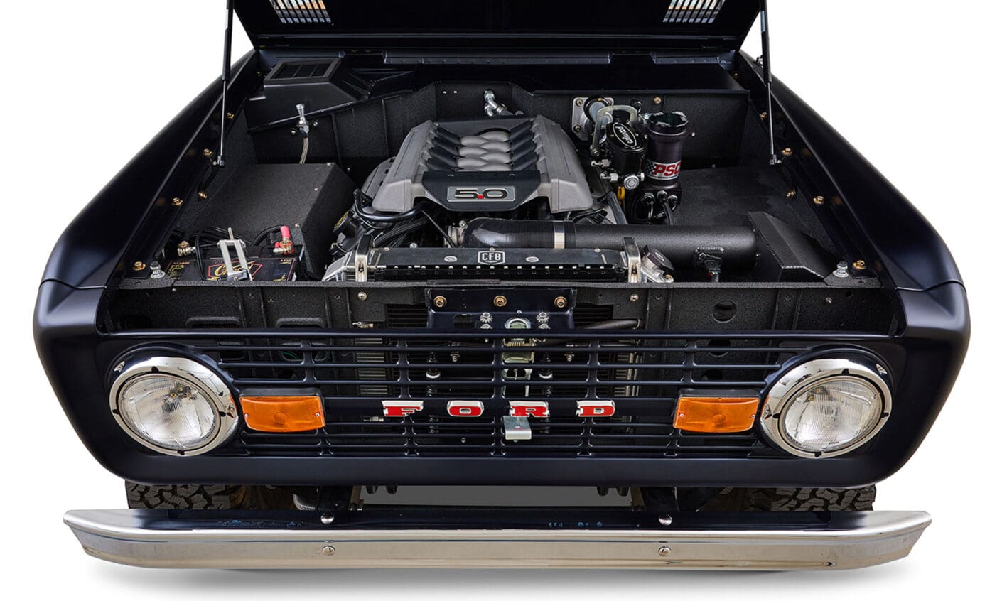 Ford Bronco 1972 Matte Navy Coyote Series with Custom Orange Rolls Royce Interior 5.0 Engine