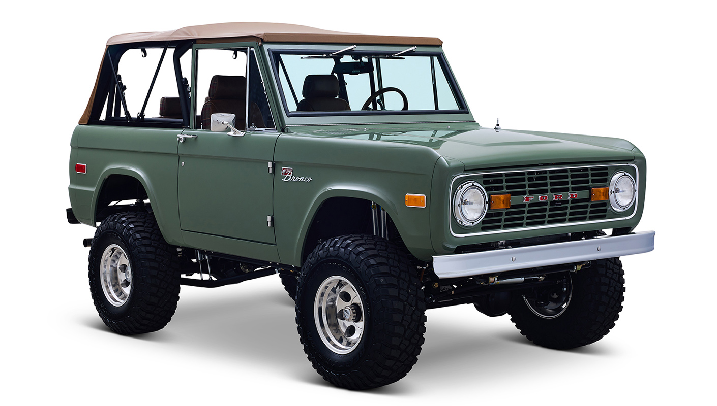 Ford Bronco 1974 Boxwood Green Coyote Series with Brown Soft Top