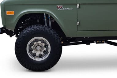 Ford Bronco 1973 Boxwood Green Coyote Series with Brown Soft Top Custom Leather Tartan Interior