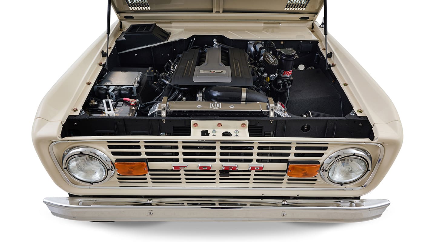 Ford Bronco 1973 Harvest Moon Coyote Series with Custom Whiskey Leather Diamond Stitch Interior Coyote 5.0L Engine