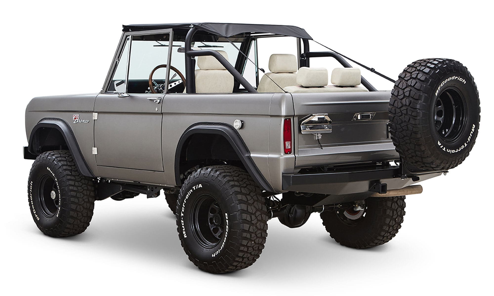 Ford Bronco 1971 Coyote Series in Grigio Lynx with Bikini Top and Custom Leather Interior