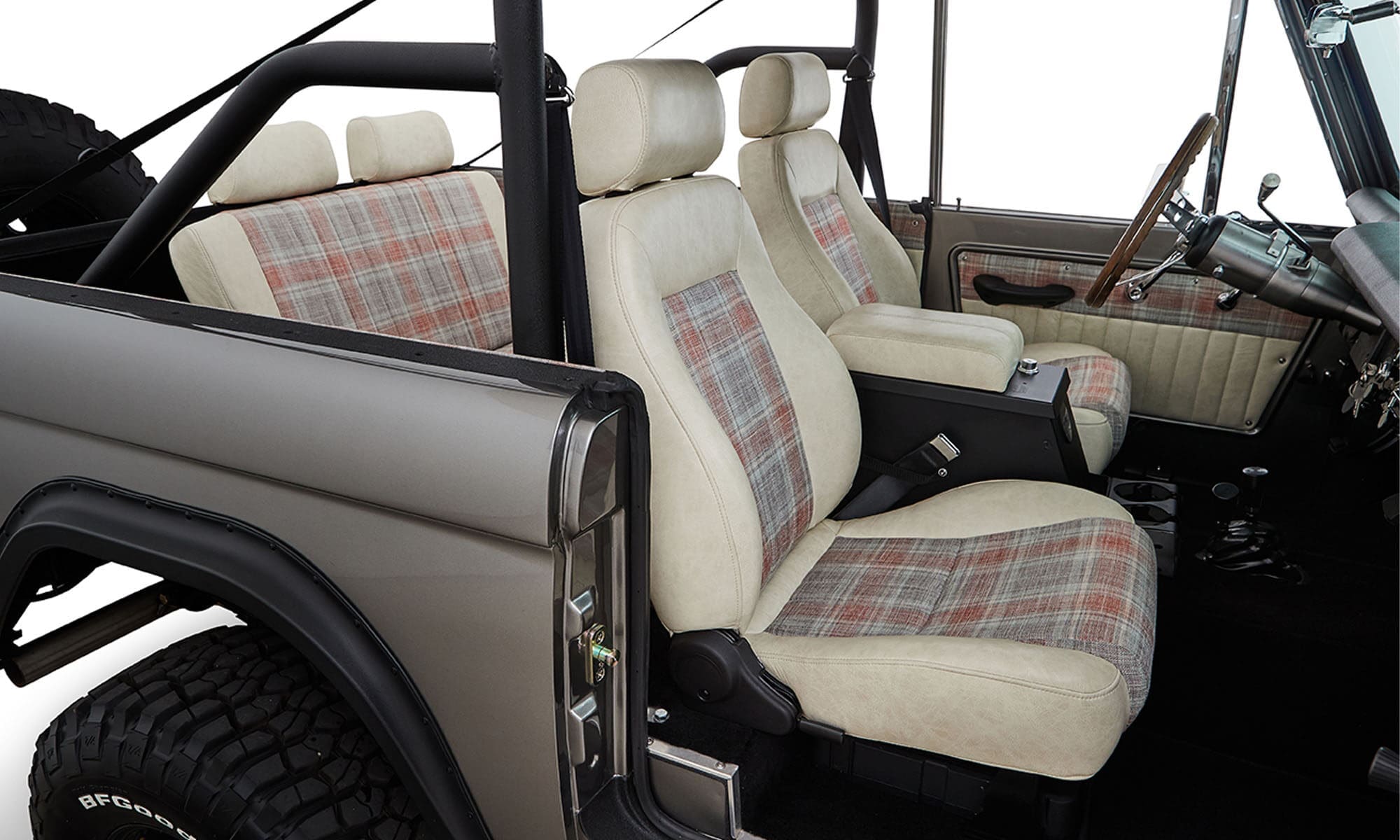 Ford Bronco 1971 Coyote Series in Grigio Lynx with Bikini Top and Custom Leather Interior