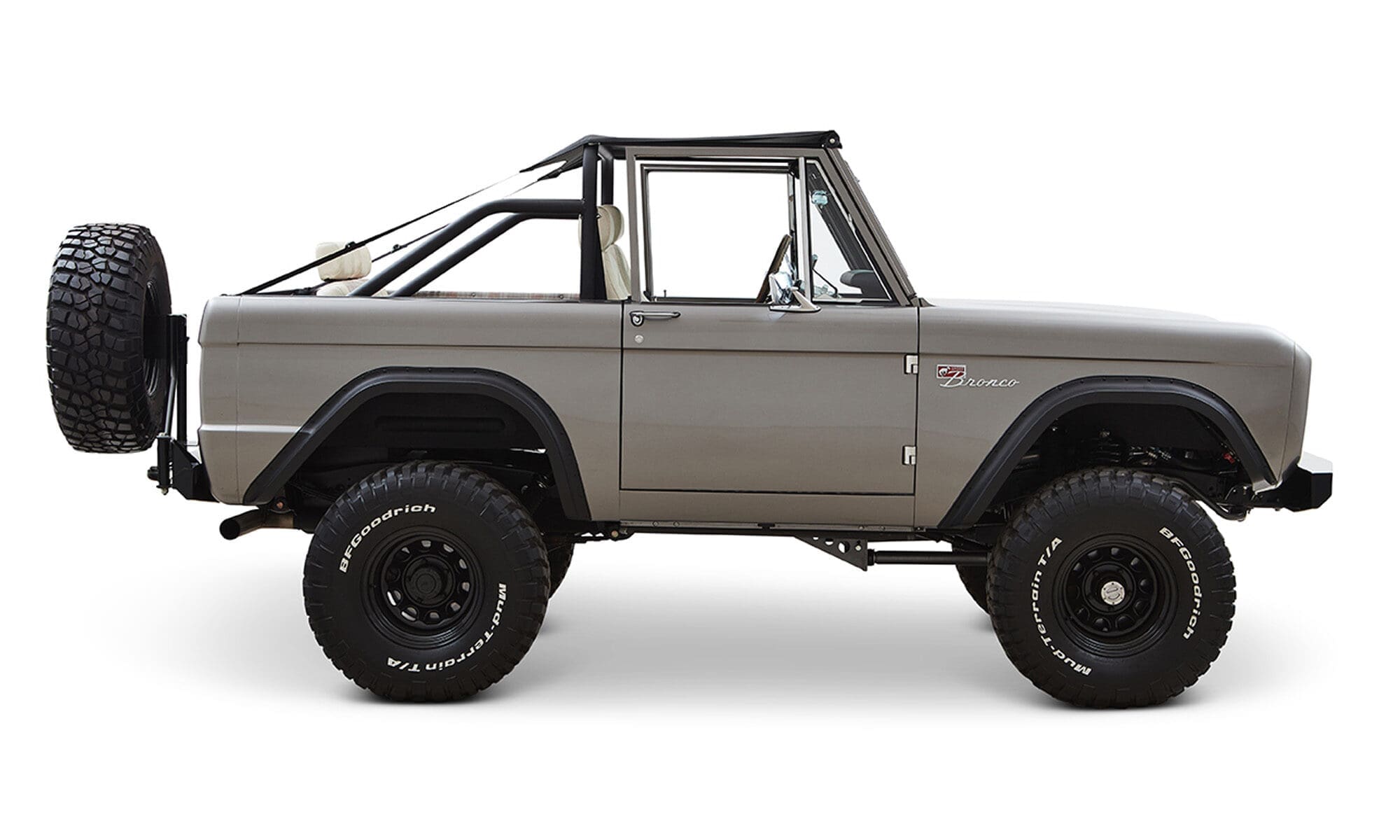 Ford Bronco 1971 Coyote Series in Grigio Lynx with Bikini Top and Custom Leather Interior