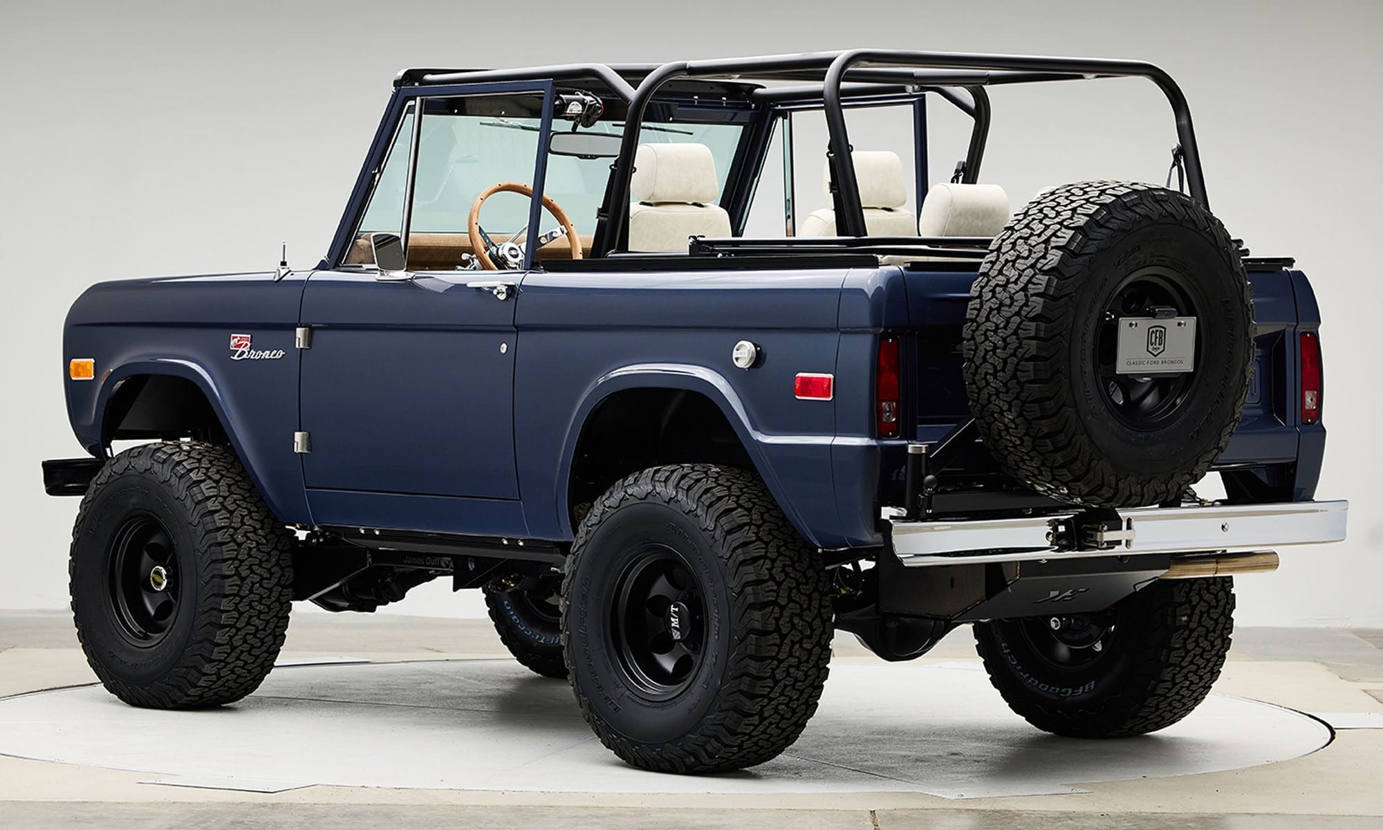 Siesta Key 1968 Classic Ford Bronco in GM Blue with Diamond Stitch Interior and Boat Flooring