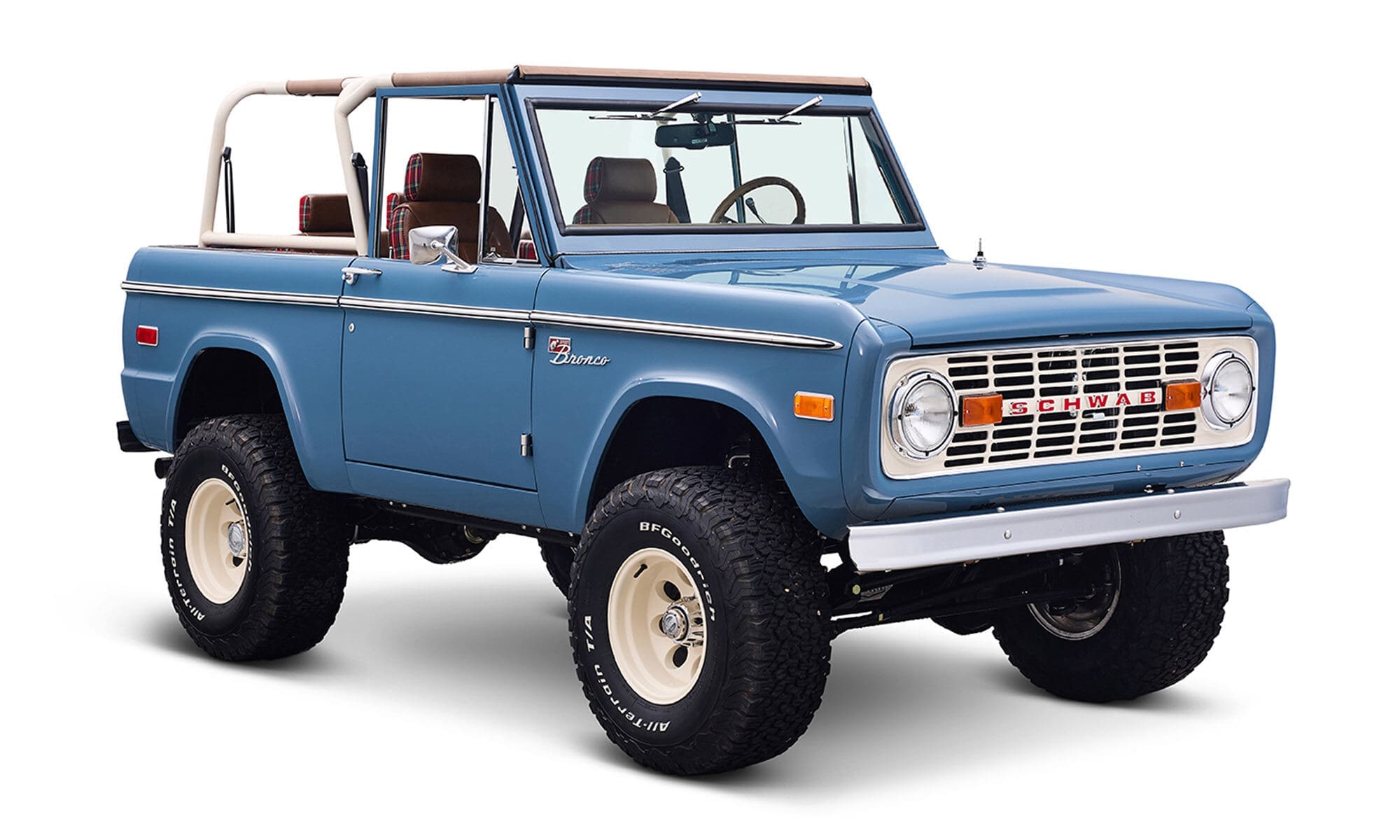 1973 Classic Ford Broncos Coyote Series with Bikini Top & Custom Leather and Tartan Plaid Interior