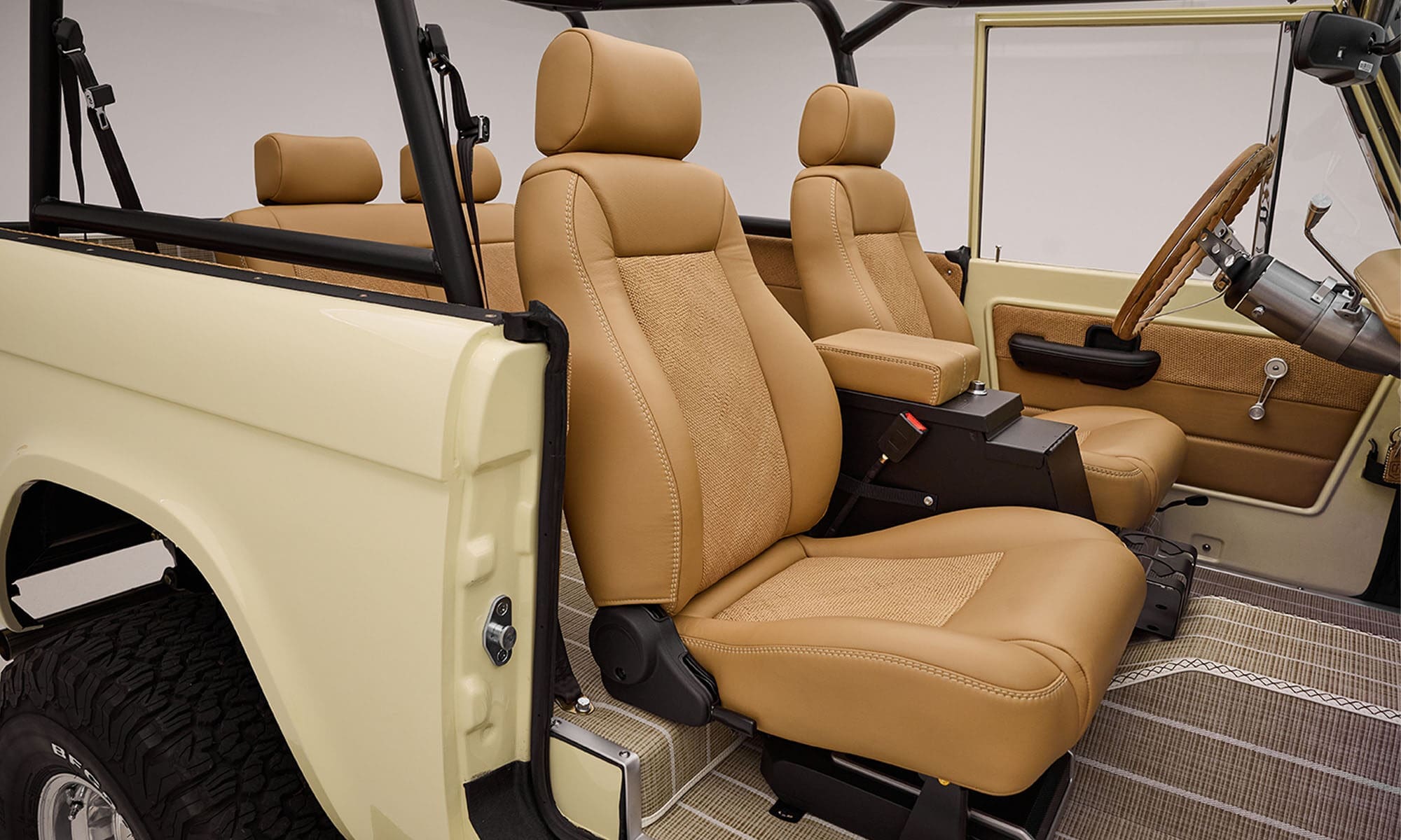 Classic Ford Broncos custom basket weave leather interior