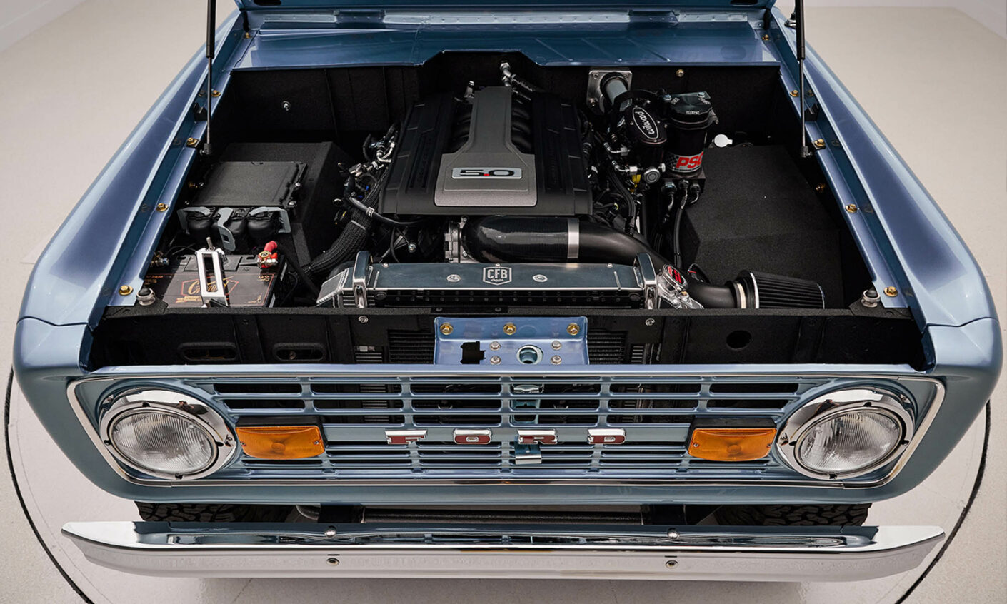 1966 Brittany Blue Classic Ford Bronco Coyote Series Coyote 5.0L Engine