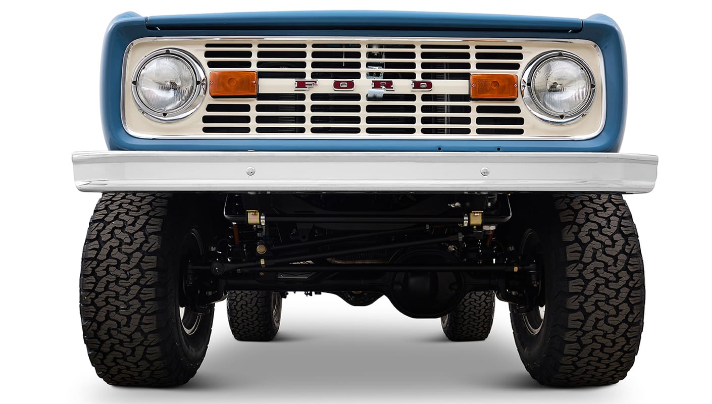 Wimbledon White Ford Bronco Grille and undercarriage