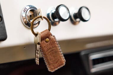 Moccasin leather keychain