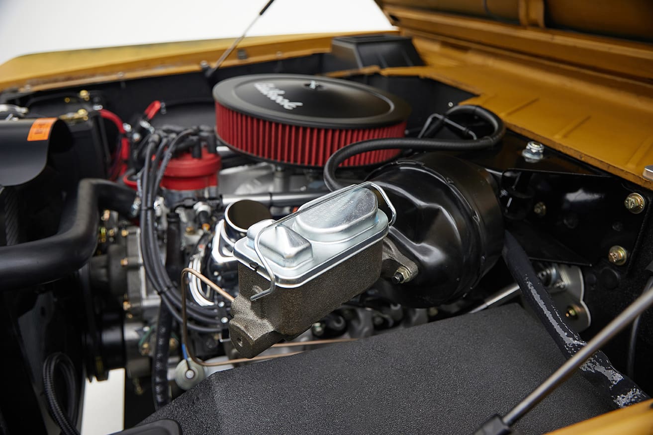 1966 ford bronco in goldenrod patina paint 302 motor brake reservoir