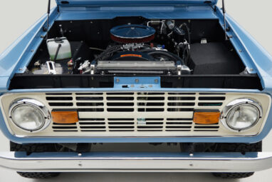 1967 Classic Ford Bronco painted in Frozen Blue over Ball Glove leather interior crate 302