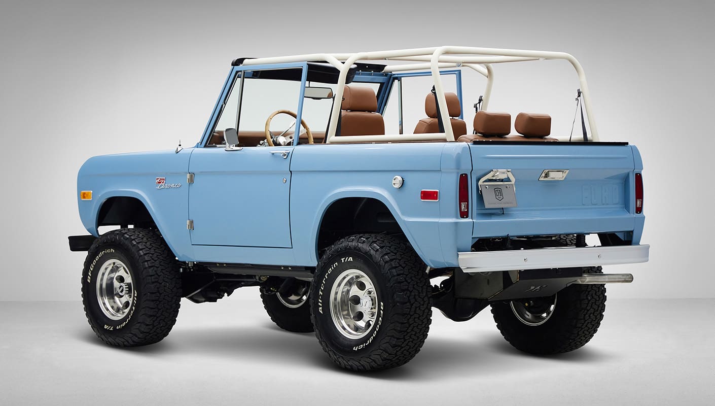 1967 Ford Bronco Frozen Blue 302 Series driver rear 3/4