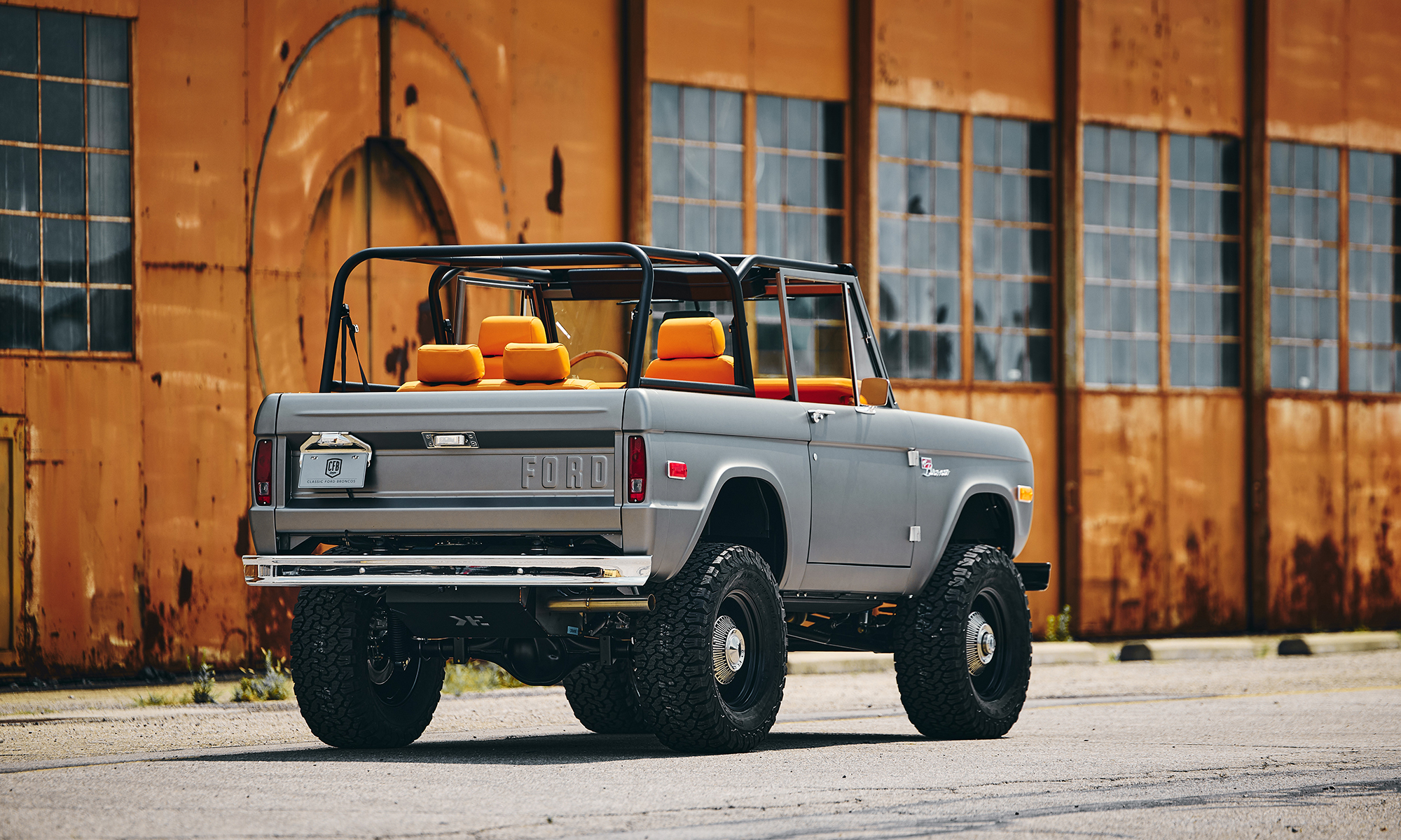 1972-classic-ford bronco-in-matte silver-over-orange-leather-interior-coyote-series-video