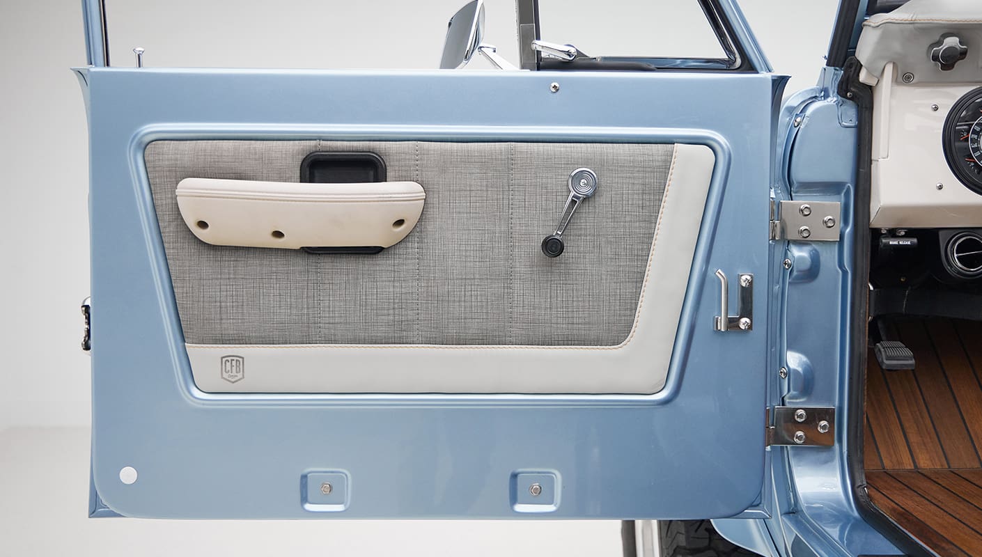 1973 brittany blue 302 series with gray leather door panel