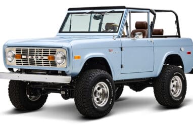 1974 Blue Classic Ford Broncos Coyote Series with custom leather interior, custom carpet and family roll cage