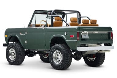 1973 classic ford bronco in highland green driver rear