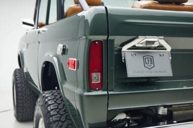 1973 classic ford bronco in highland green driver rear detail