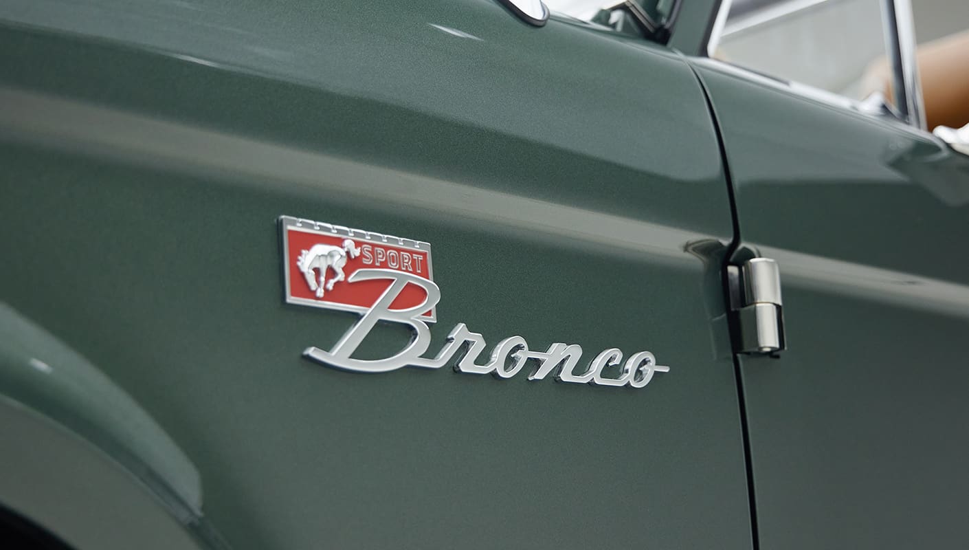 1973 classic ford bronco in highland green emblem