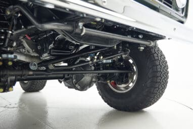 1973 classic ford bronco in highland green front underbody