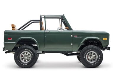1973 classic ford bronco in highland green passenger side