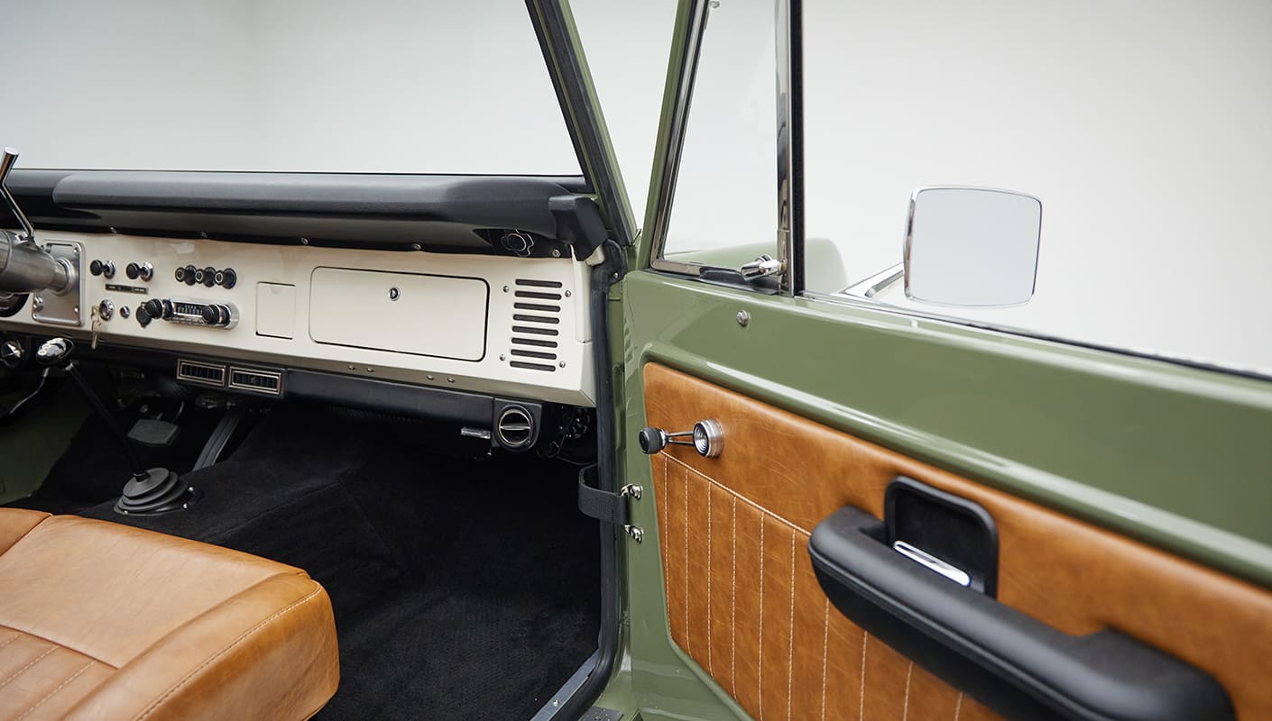 1976 classic ford bronco in boxwood green with ball glove leather