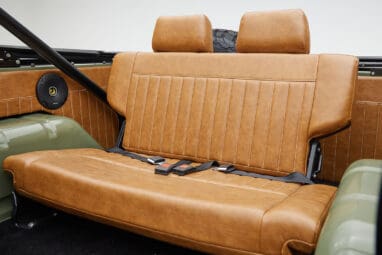 1976 classic ford bronco in boxwood green with ball glove leather backseat