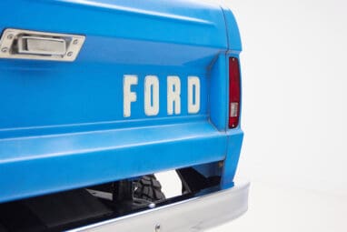 1976 classic ford bronco in blue patina paint with whiskey leather interior ford lettering