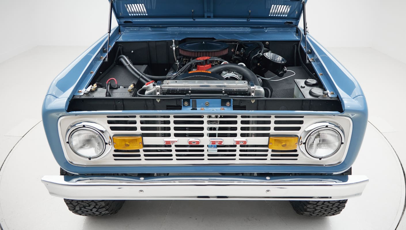 1974 classic ford bronco in stars & stripes blue with whiskey leather 302 motor