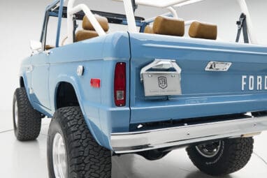 1974 classic ford bronco in stars & stripes blue with whiskey leather plate